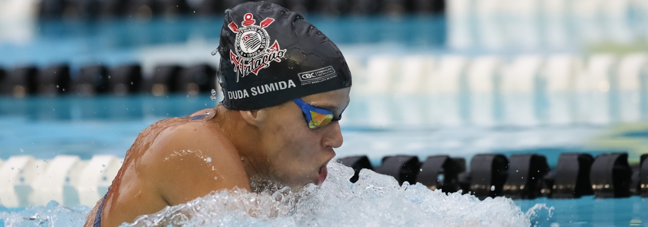 RICARDO BUFOLIN/PANAMERICA PRESS Natação - Duda Sumida bate recorde brasileiro nos 200m medley júnior 1, e André Luiz Souza vence sua prova nos 100m livre