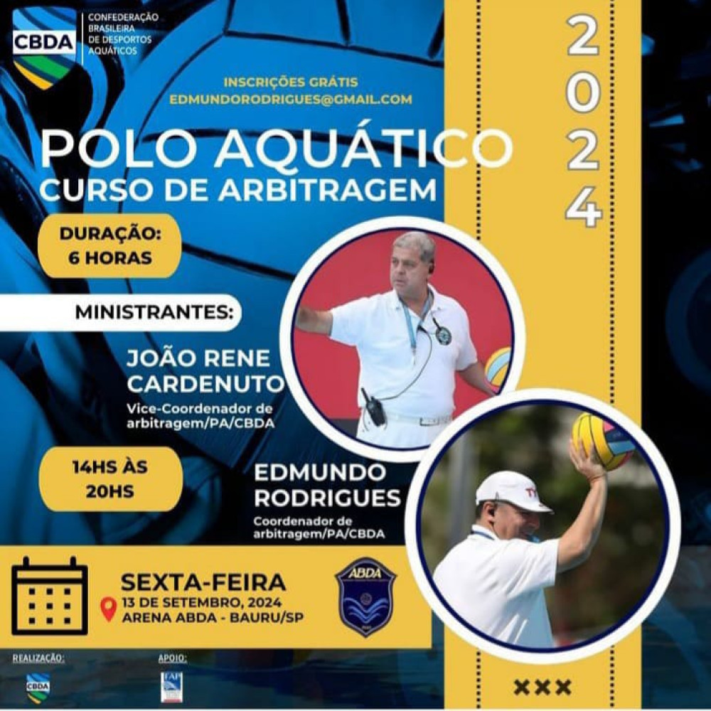 Inscrições abertas para o Curso de Arbitragem de Polo Aquático