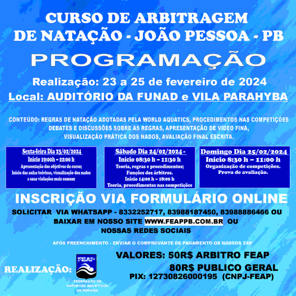 CURSO DE ARBITRAGEM DE NATAÇÃO